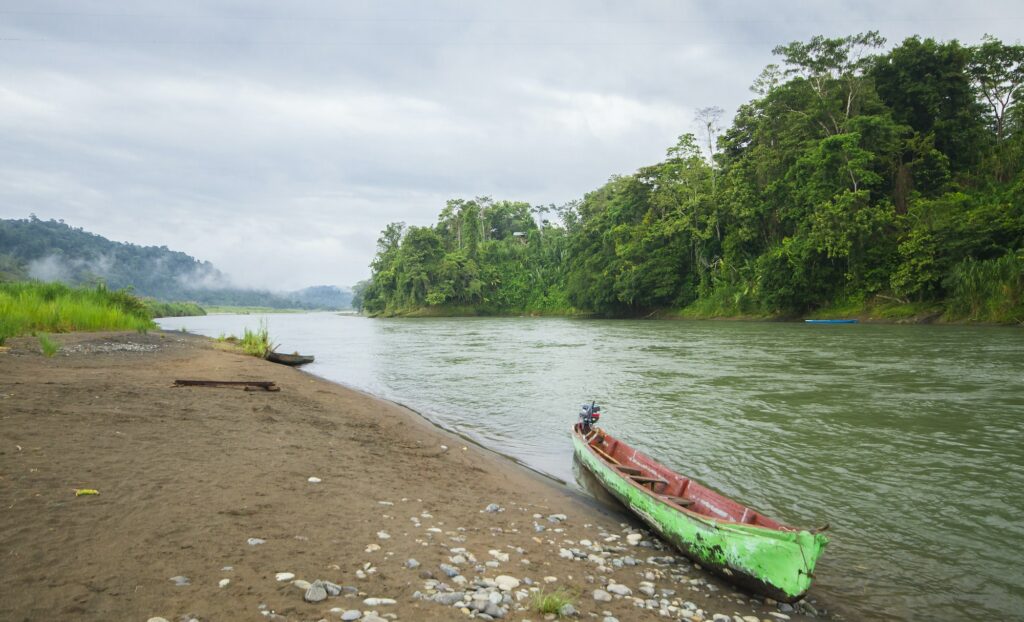 Canoe on the River Bank in Costa Rica